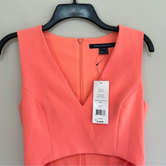 NWT French Connection Whisper V-Neck Cut Out Dress in Coral Sands, size 4 - Picture 11 of 11